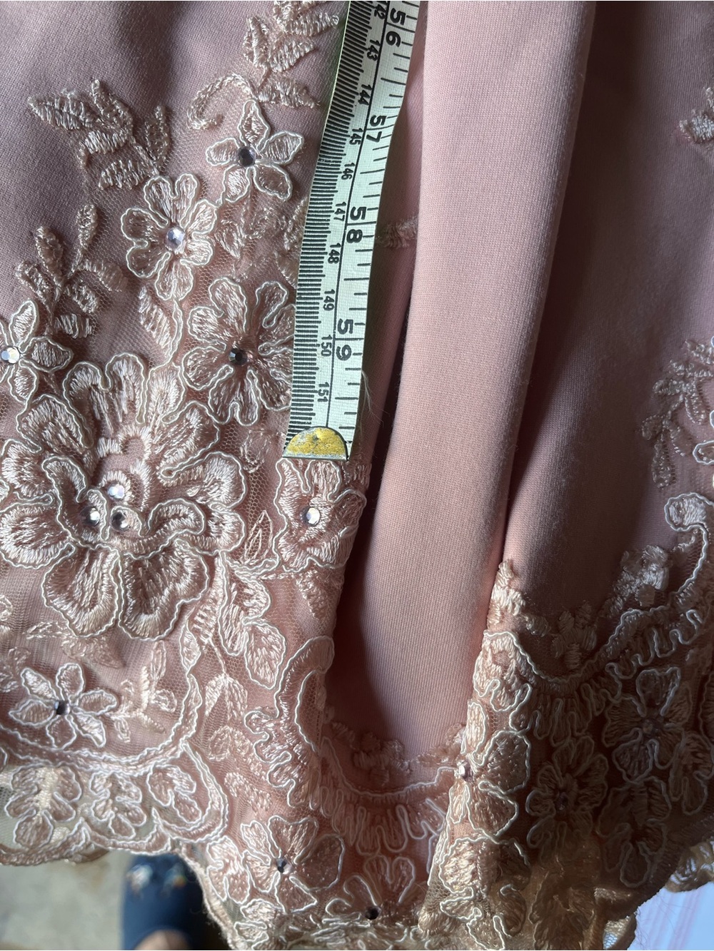 Blush Pink Lace-Trim Maxi Evening Dress - Picture 12 of 12